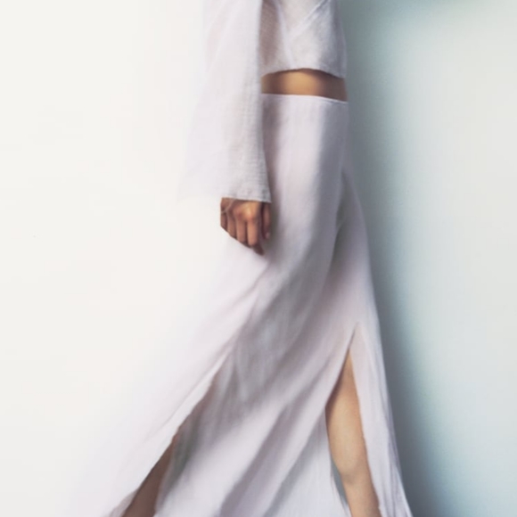 Zara High Waisted Long A-Line Skirt - Picture 5 of 13